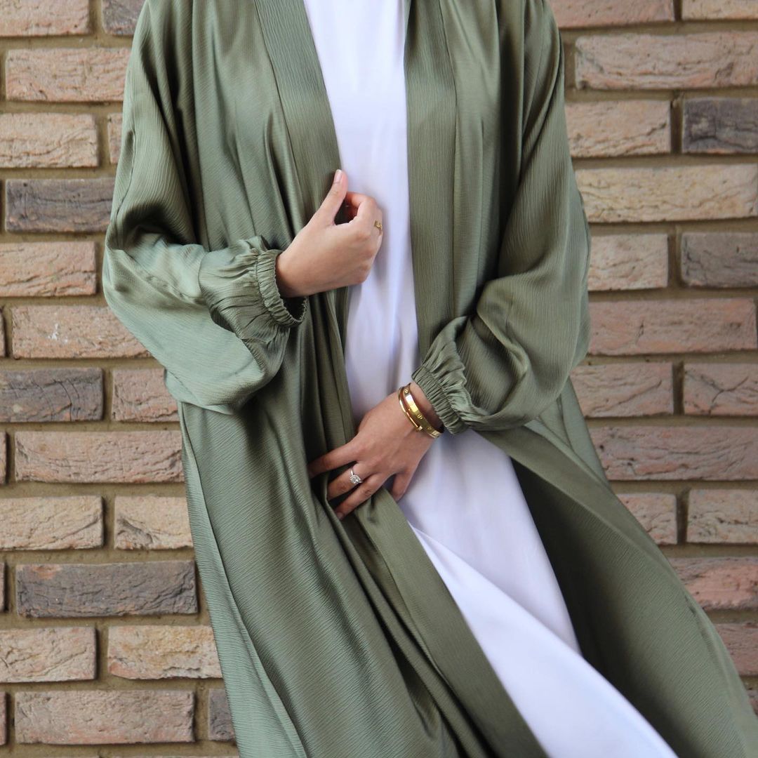 ABAYATIK Bubble Satin Cardigan Dress